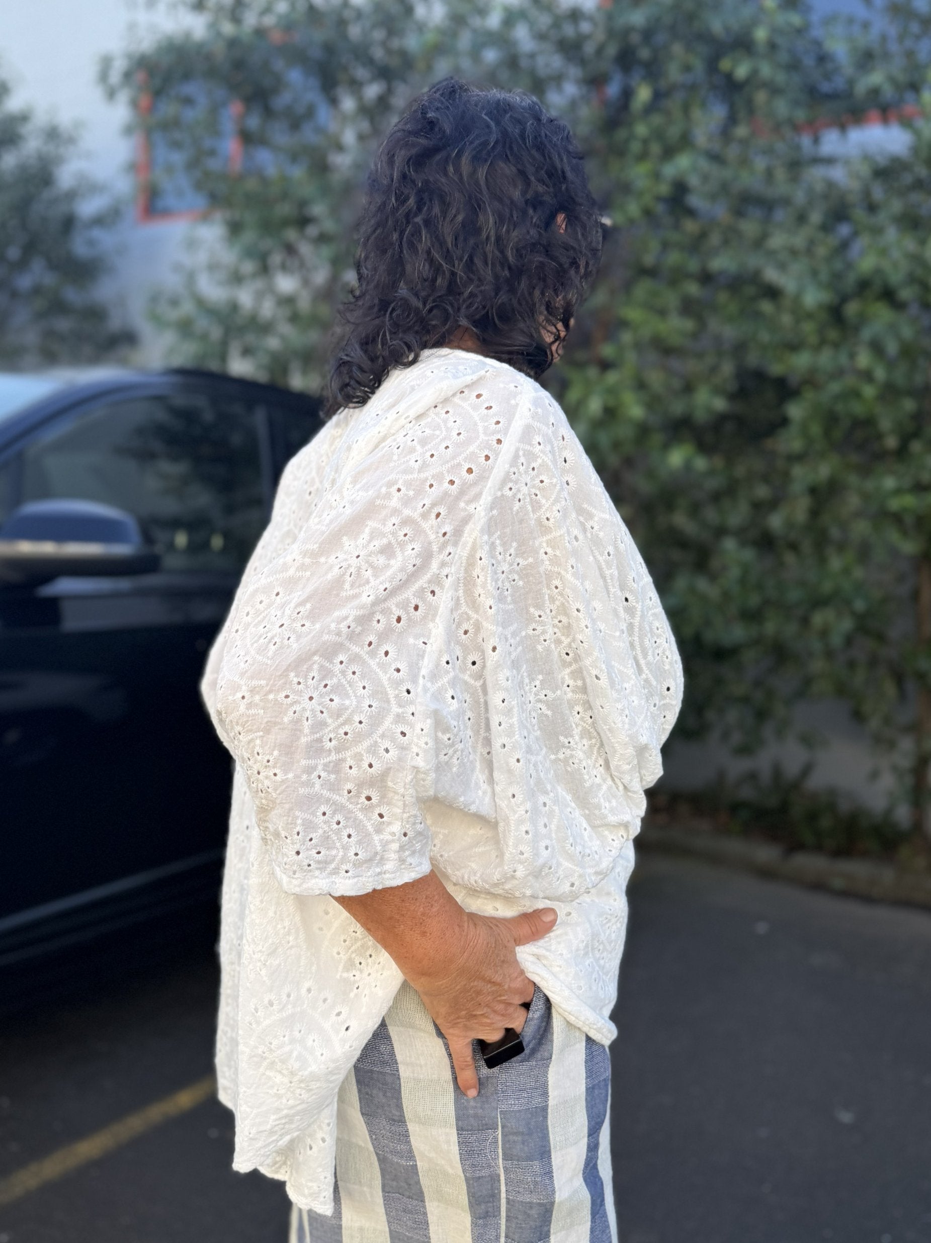 TCD Iris Top - White Cotton Anglaise