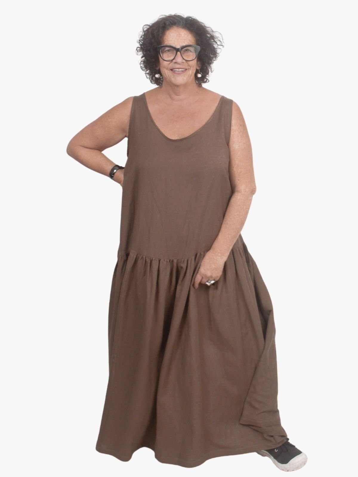 TCD Petticoat Dress - Brown Viscose Linen (Lucky Last - Size L)