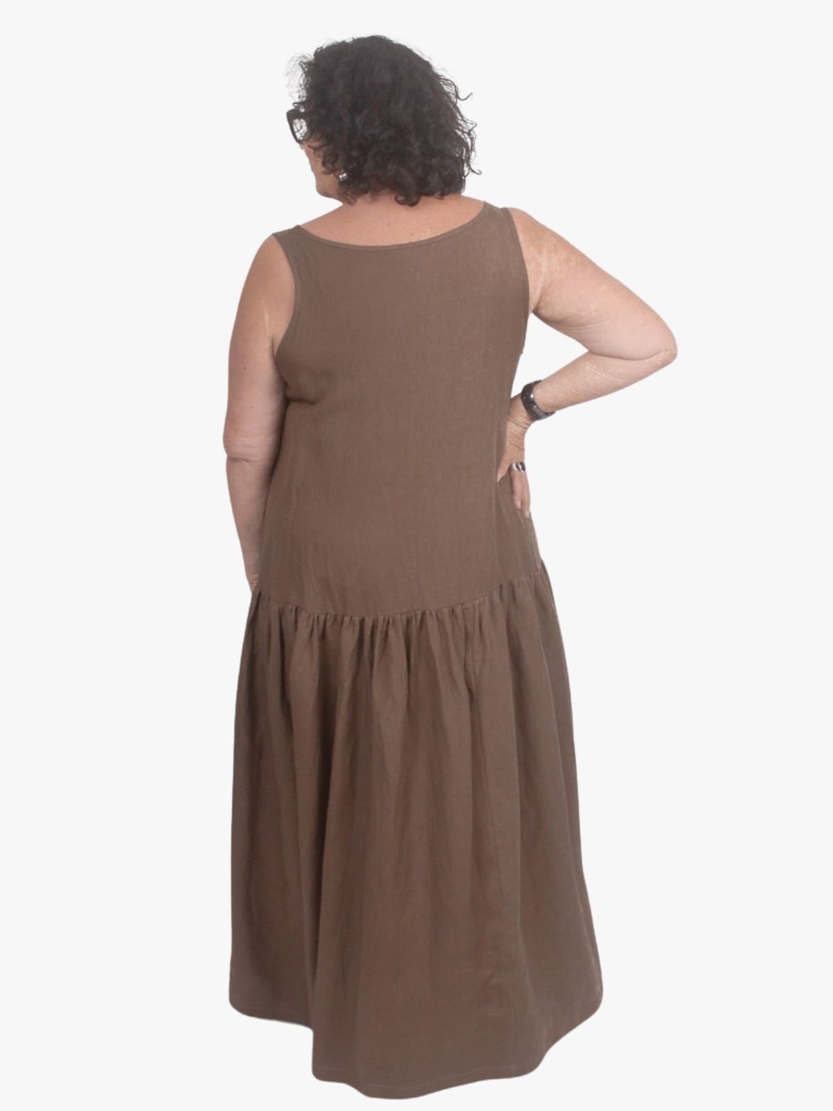 TCD Petticoat Dress - Brown Viscose Linen (Lucky Last - Size L)