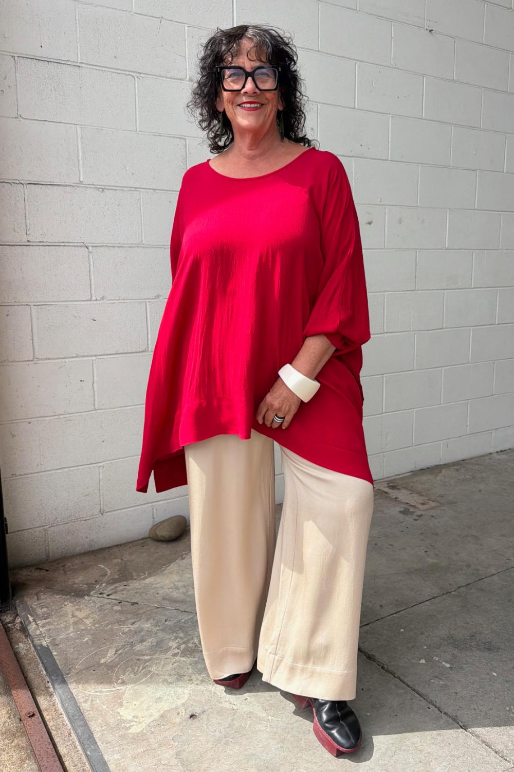 TCD Woven Tee Top - Red