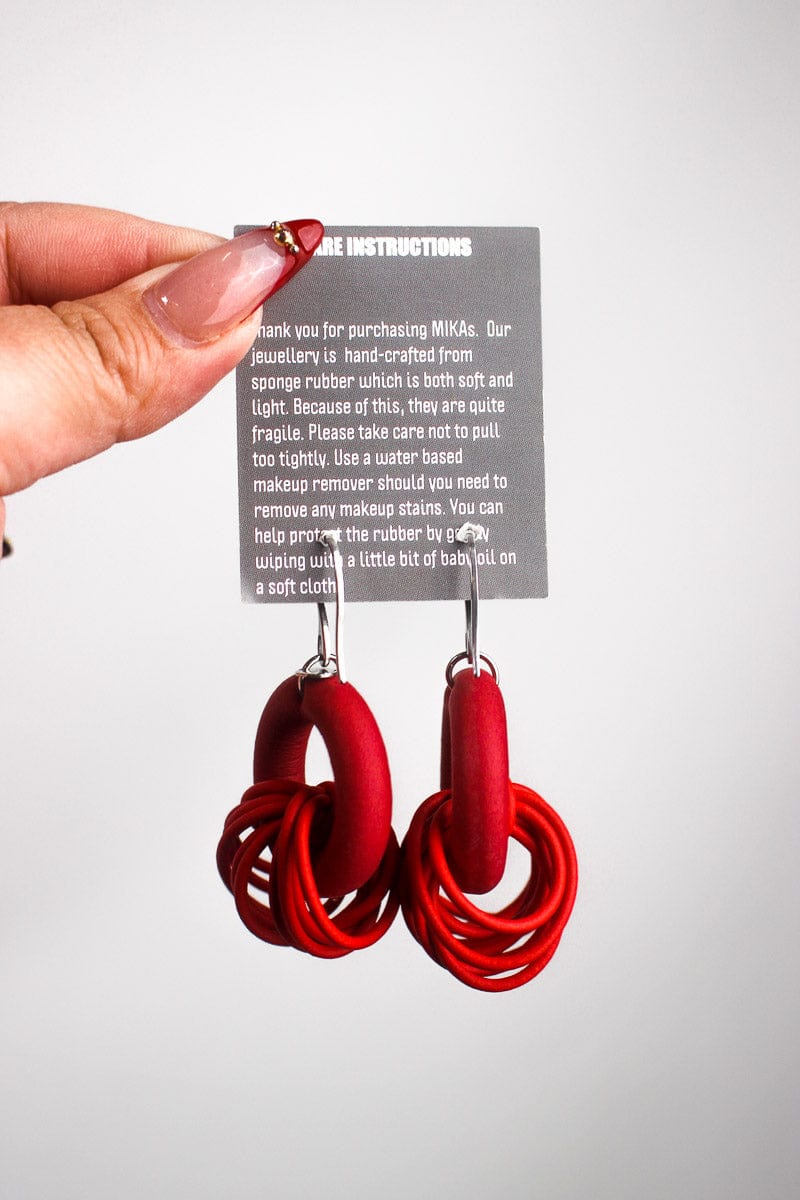Mikas Mikas - Fan Rings Earrings - Red Shop