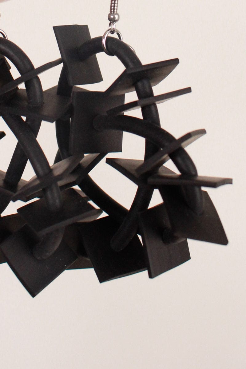 Mikas Mikas Square Lace Earrings - Black Shop