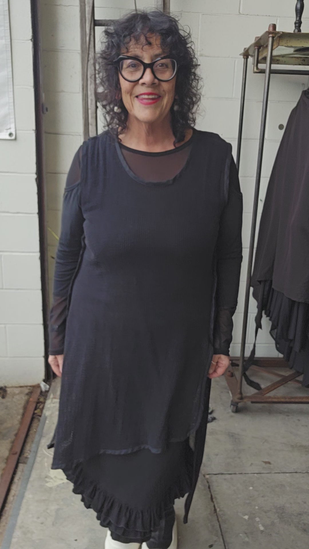 TCD Midi Frill Bias Dress - Black