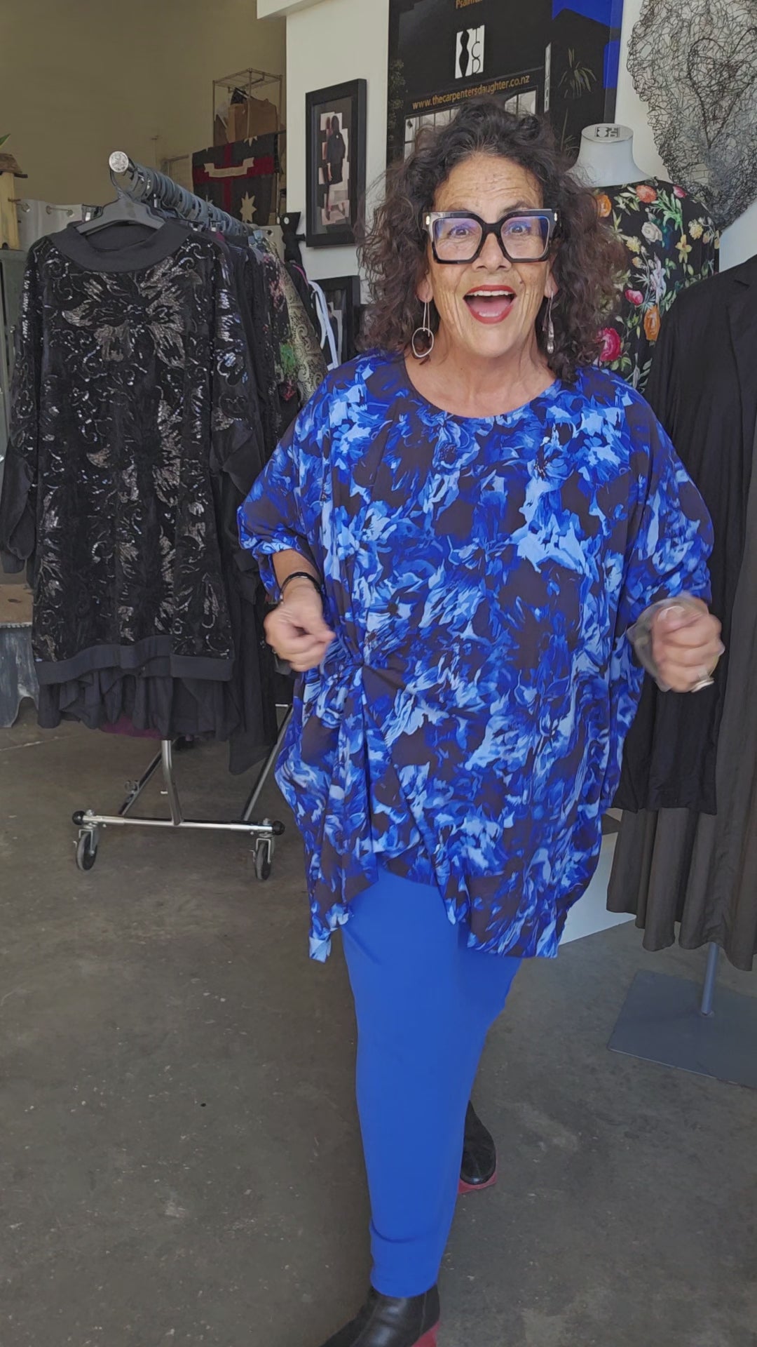 TCD - Woven Tee - Cobalt Blue Floral