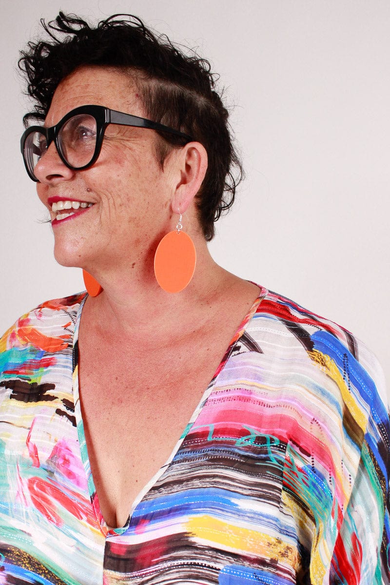 TBB Devise Oval Earrings - Orange Shop