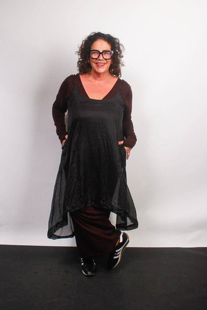 TCD TCD Reveal Tunic - Sheer Silk Black Shop 0 = 14