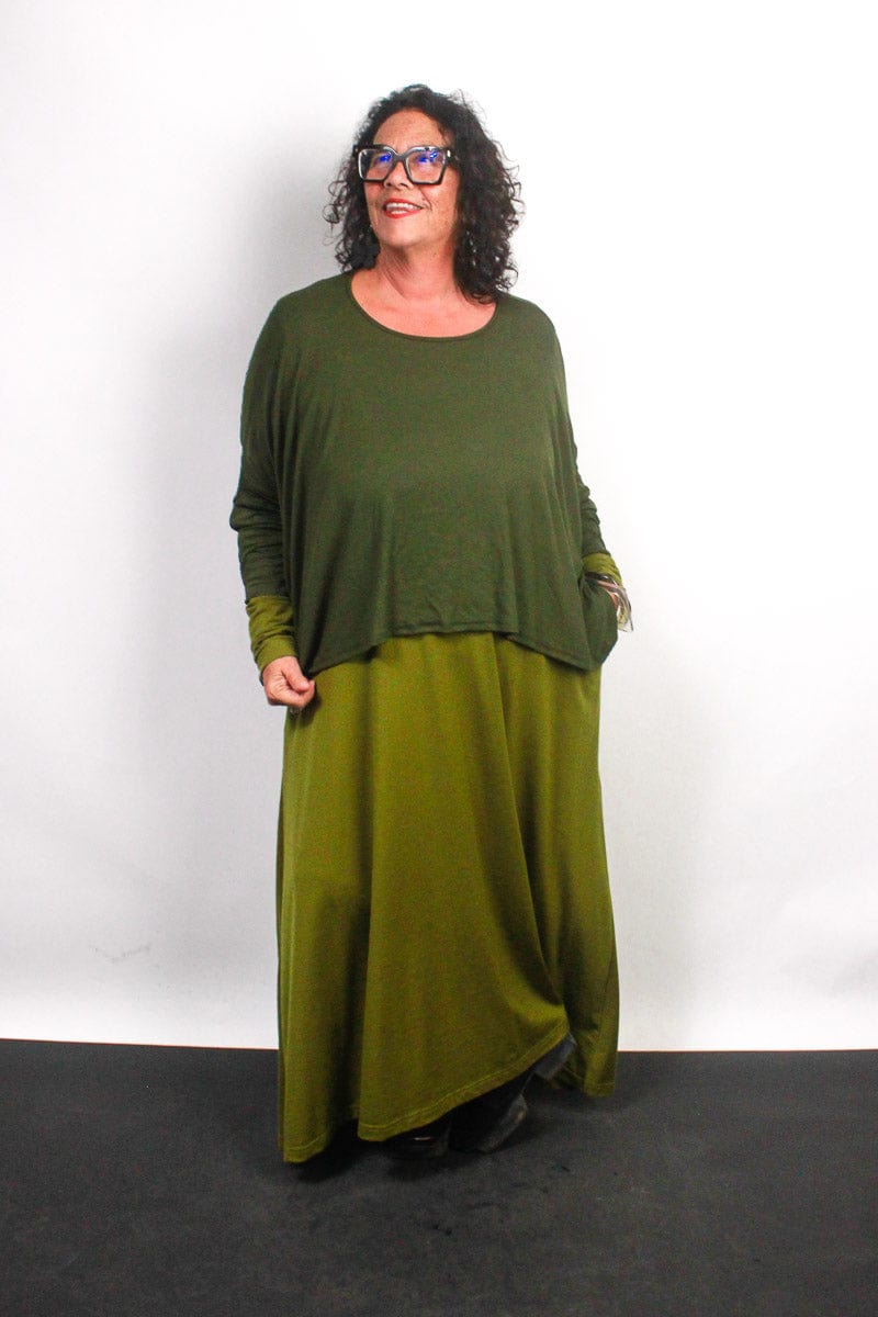 TCD TCD Lockdown Crop - Khaki Rib Knit Shop One Size = 14-24