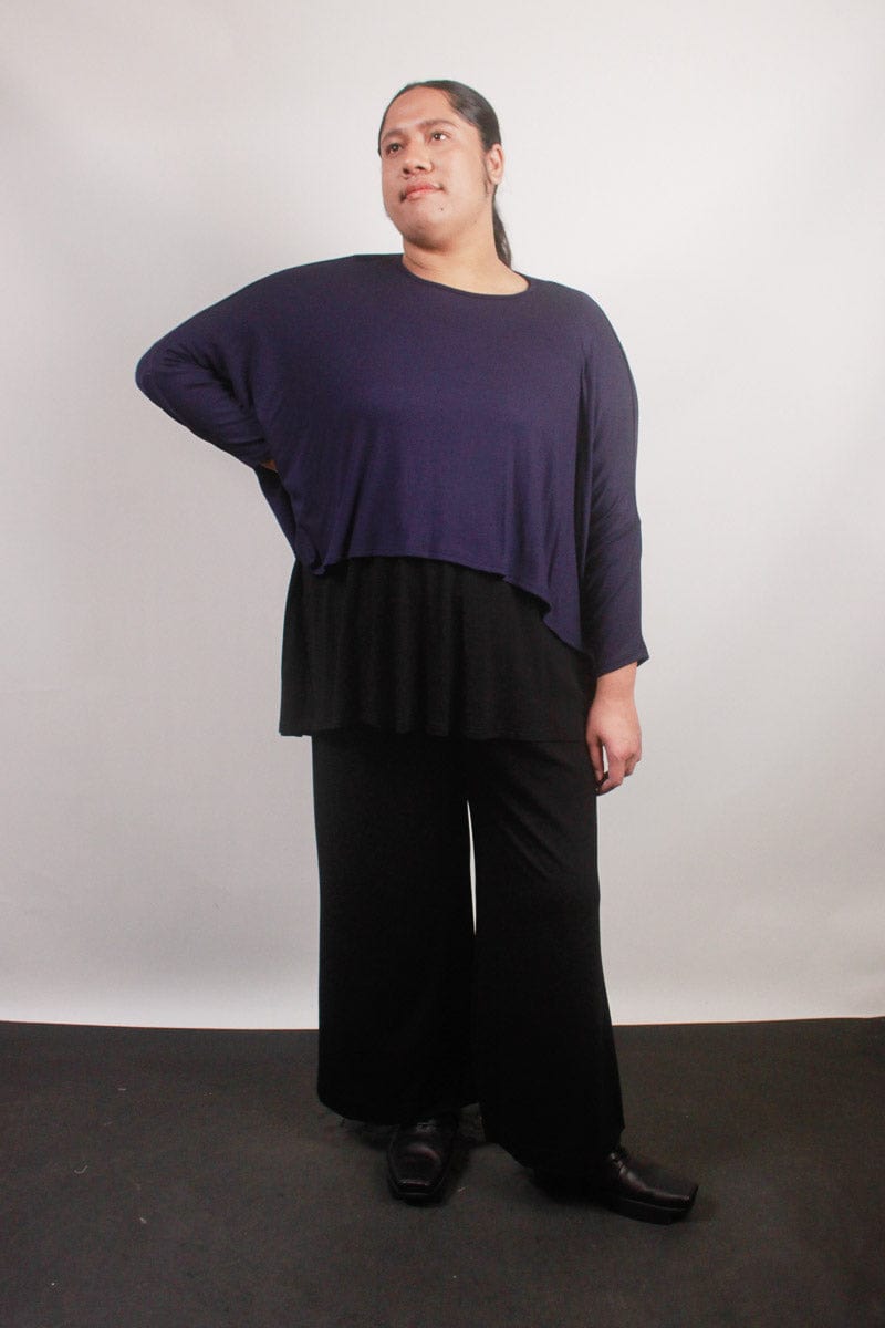 TCD TCD Lockdown Crop - Navy Rib Knit Shop One Size = 14-24