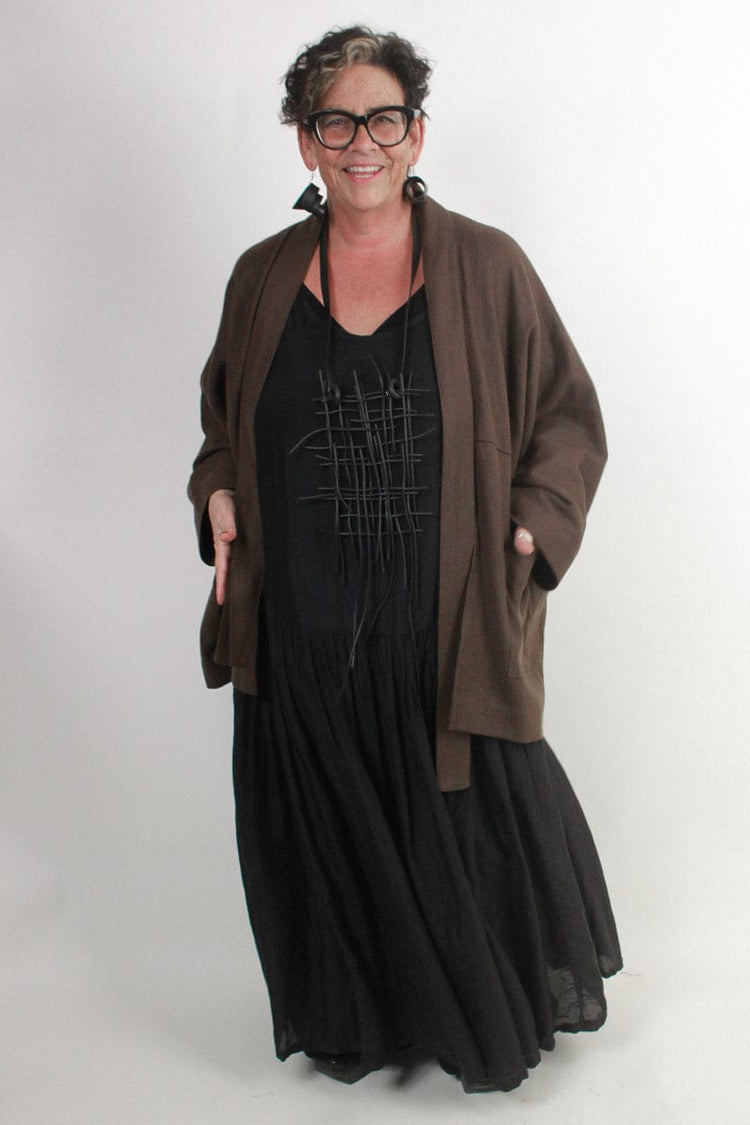 TCD TCD Boxy Linen Jacket - Chocolate Twill Shop OS = 14-24
