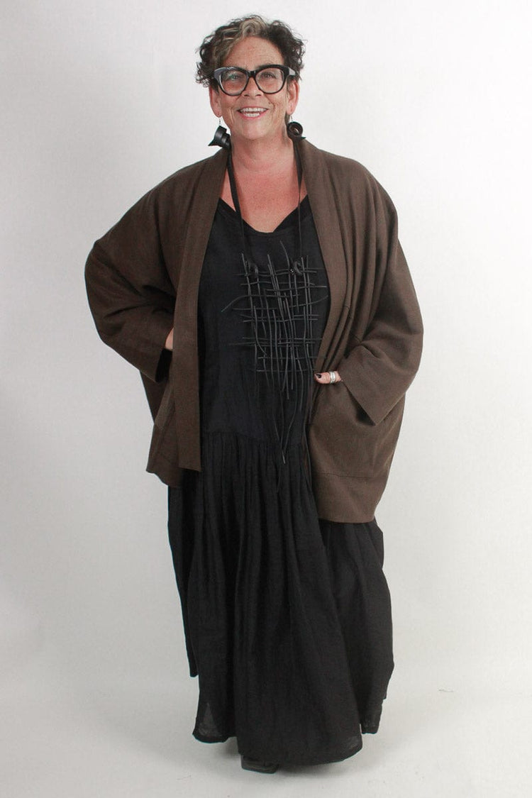 TCD TCD Boxy Linen Jacket - Chocolate Twill Shop OS = 14-24
