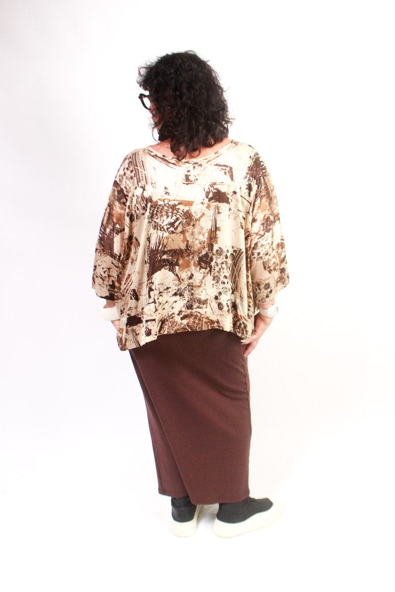 TCD TCD Short Haven Top - Woodland Brown Silk Shop OS = 14/24