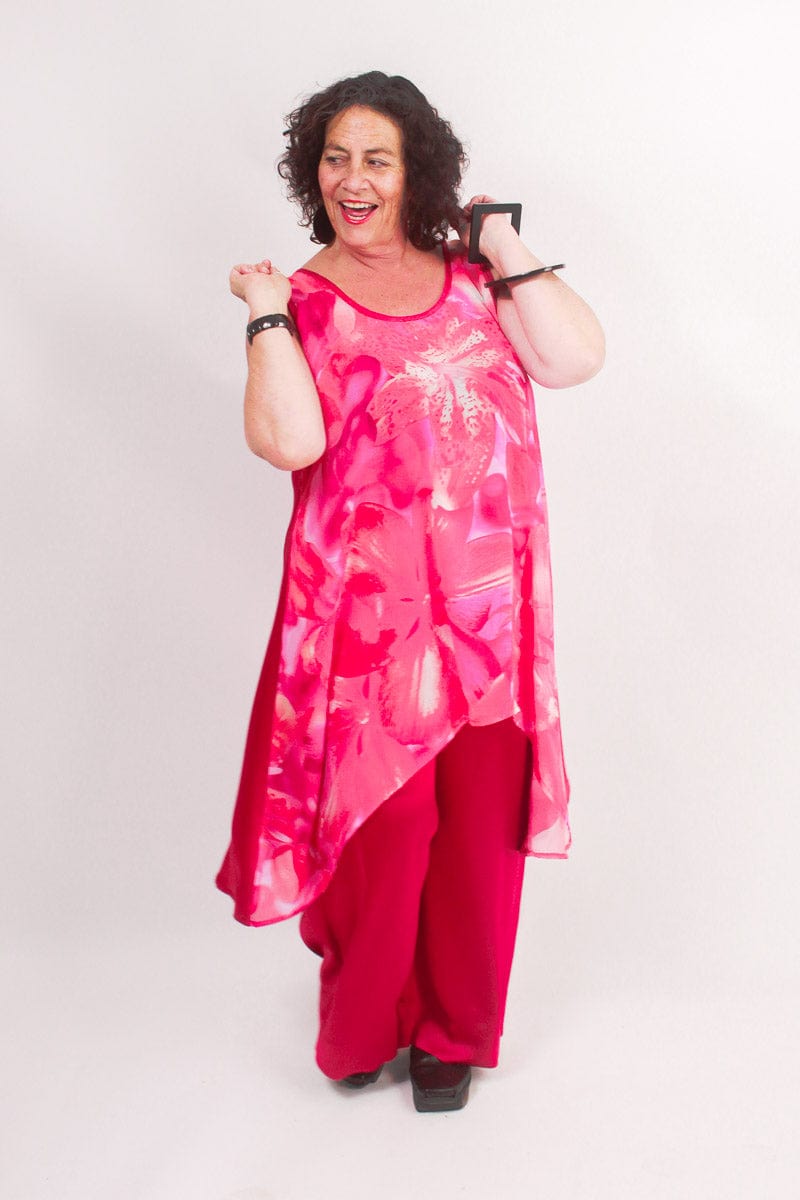 TCD TCD Athena Tunic - Pink Satin Print Shop
