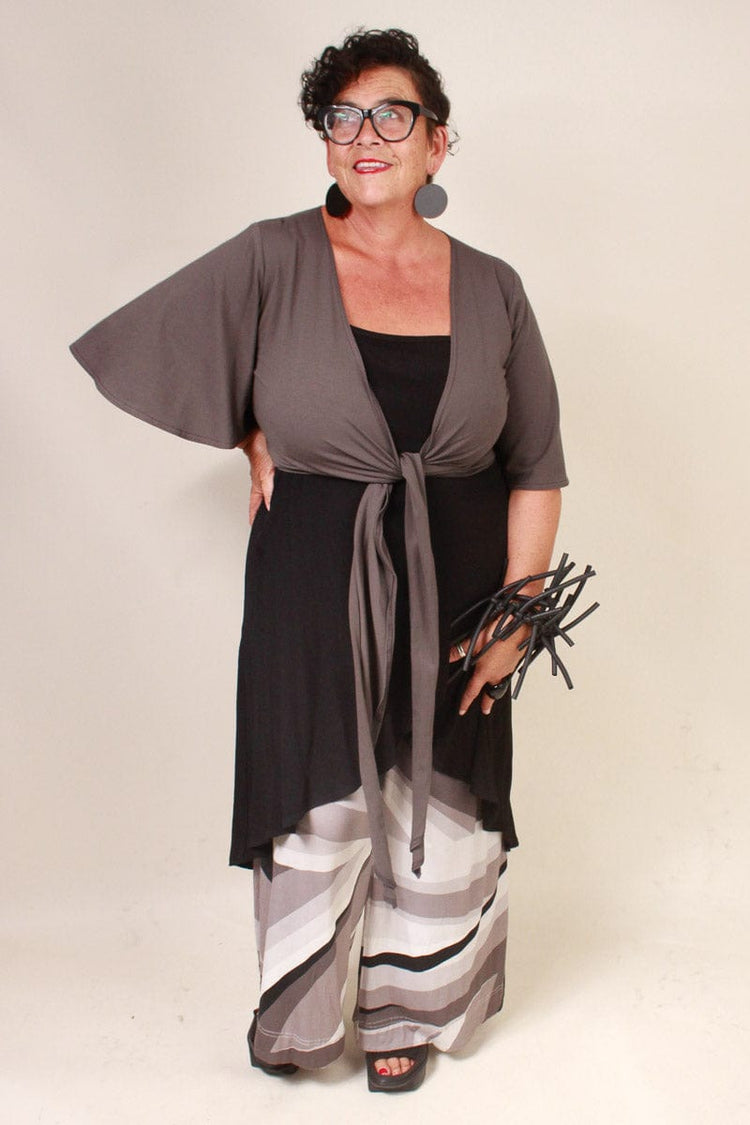TCD TCD Flared Sleeve Wrap Cardi - Grey Shop