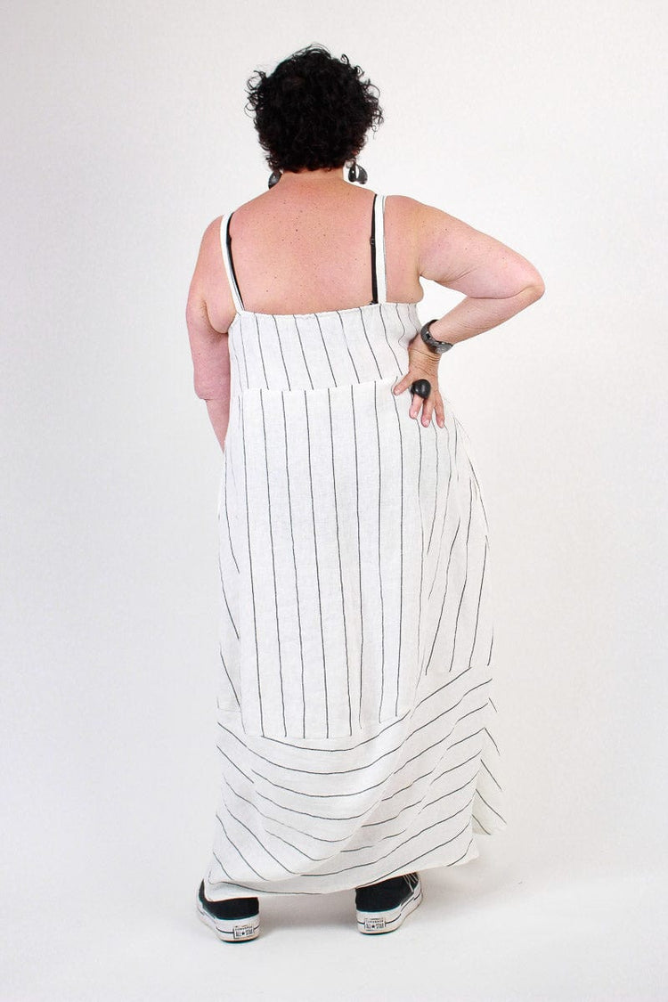 TCD TCD Get Out The Girls Dress - Cream Linen Stripe Shop