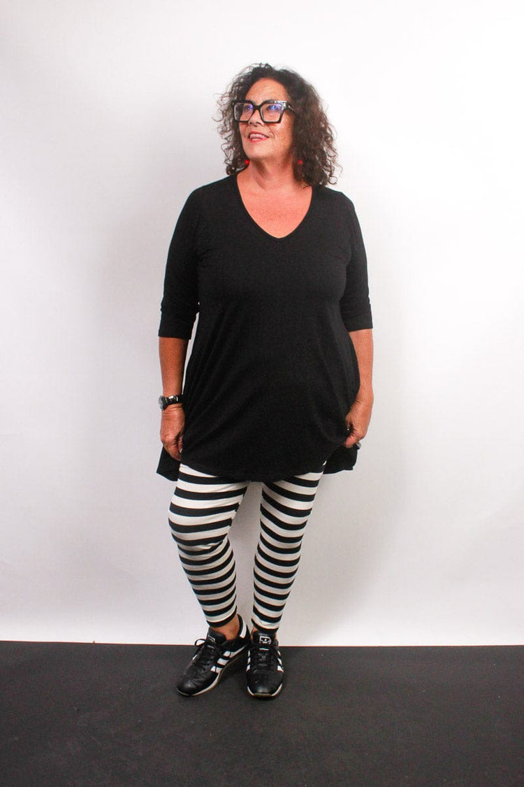 TCD TCD Leggings - Big Stripe Cream/Black Shop