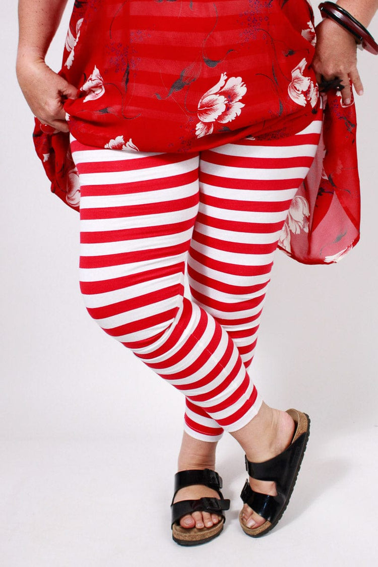 TCD TCD Leggings - Big Stripe Red/White Shop