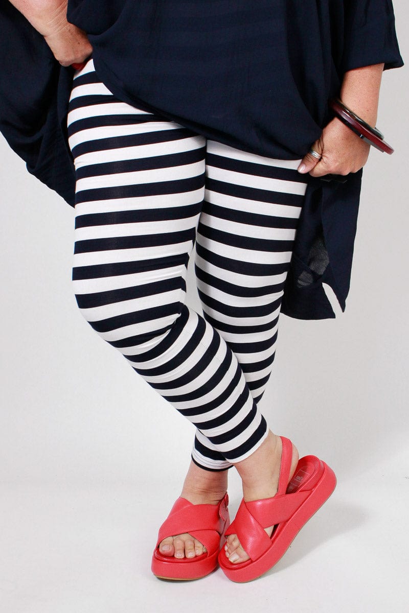 TCD TCD Leggings - Big Stripe White/Navy Shop