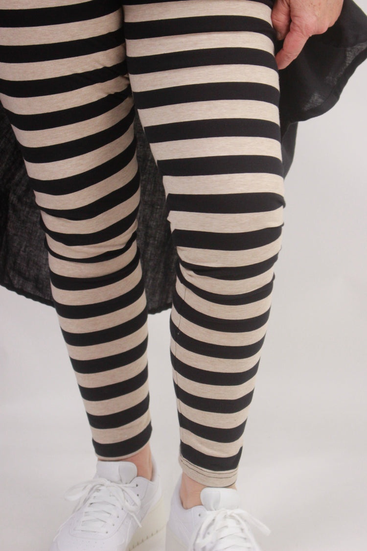 TCD TCD Leggings - Black & Natural Stripe Shop