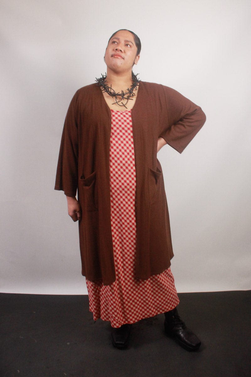 TCD TCD Long Bias Slip Dress - Red Check Shop