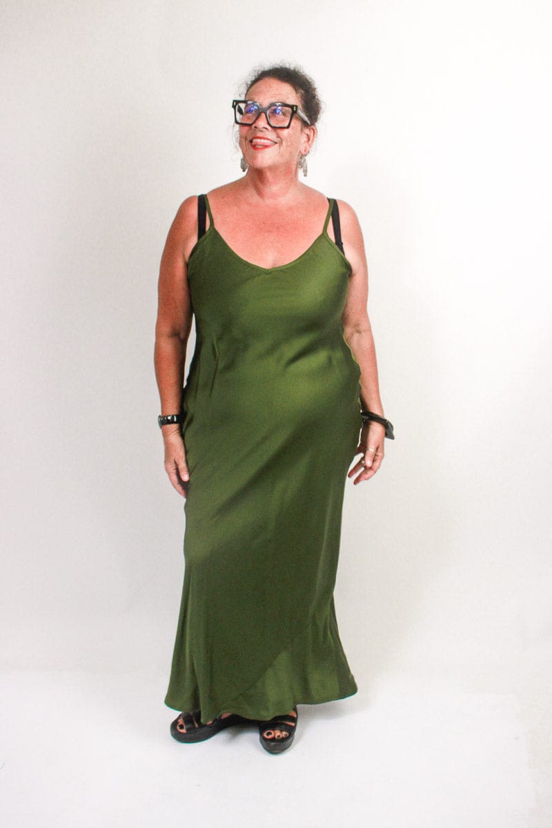 TCD TCD Long Bias Slip - Khaki Satin Shop