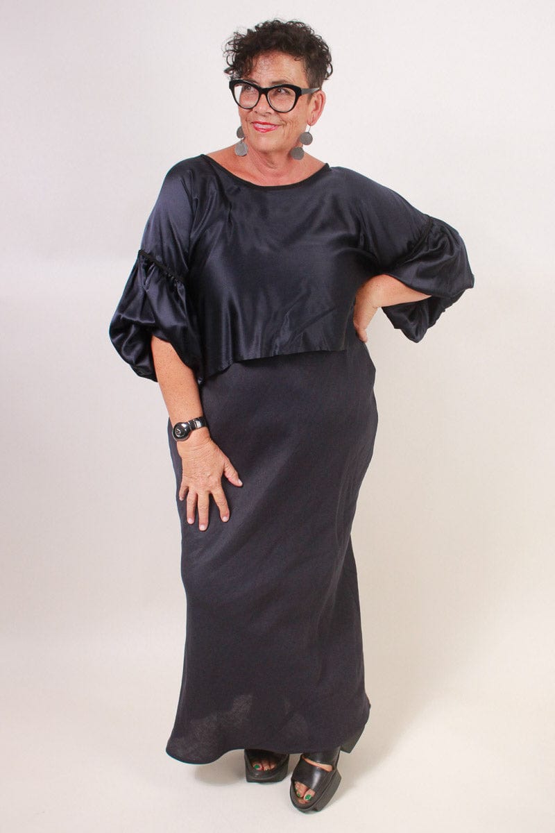 TCD TCD Long Bias Slip - Navy Linen Shop