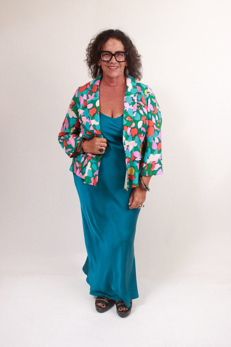 TCD TCD Long Bias Slip - Ocean Blue Satin Shop