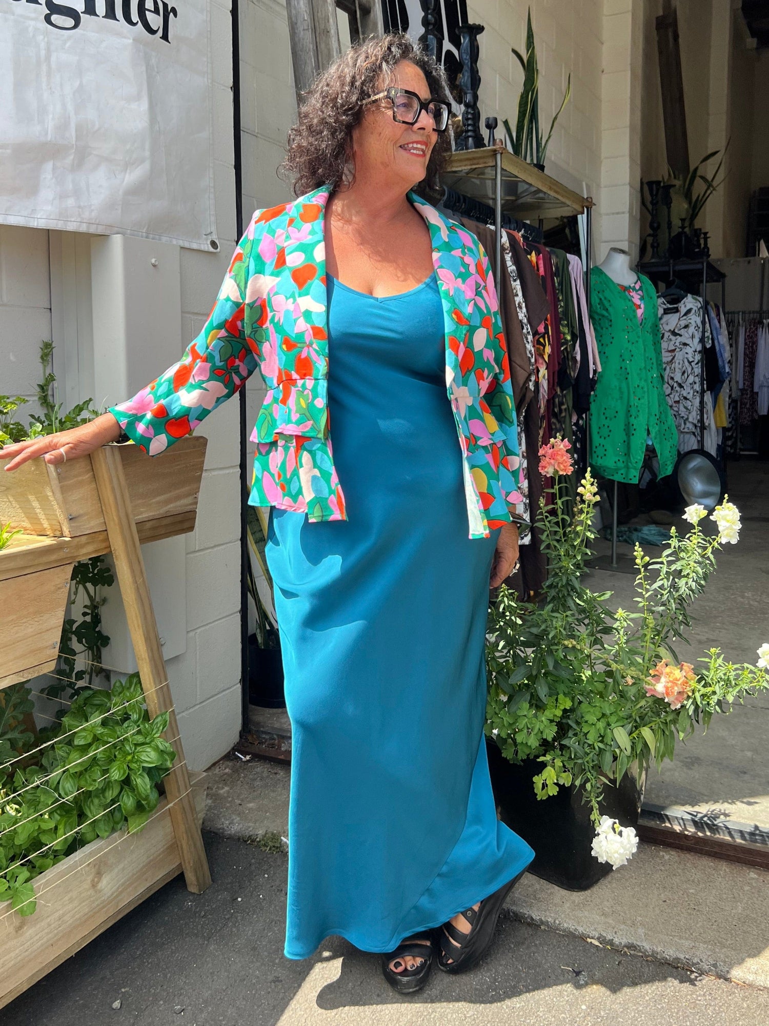 TCD TCD Long Bias Slip - Ocean Blue Satin Shop