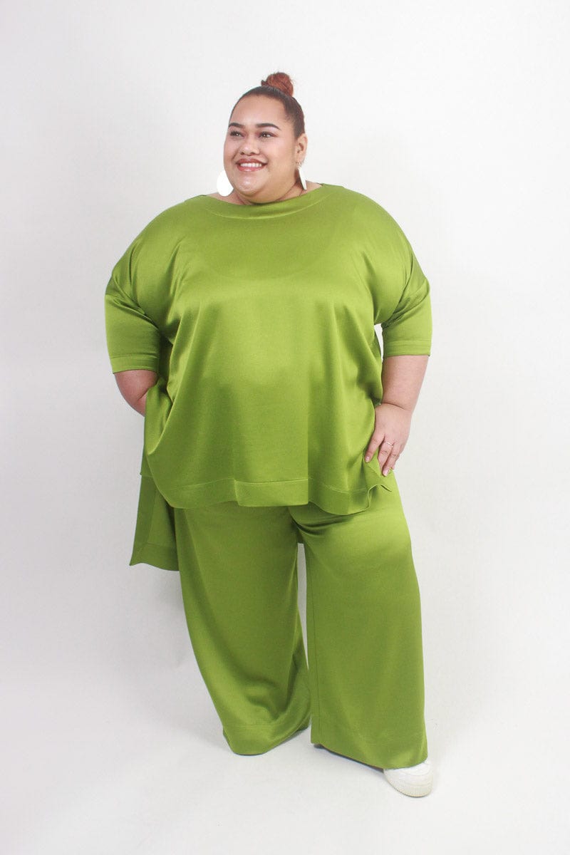 TCD TCD Sadie Pant - Chartreuse Satin Shop