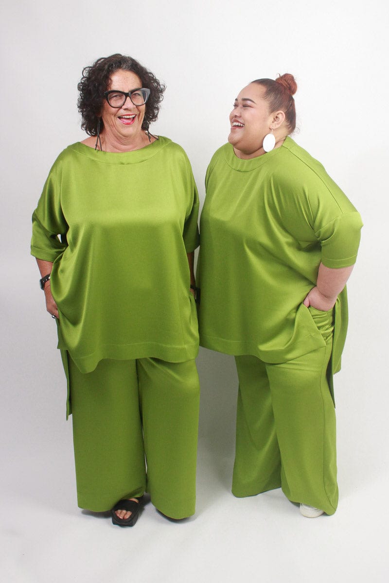 TCD TCD Sadie Pant - Chartreuse Satin Shop