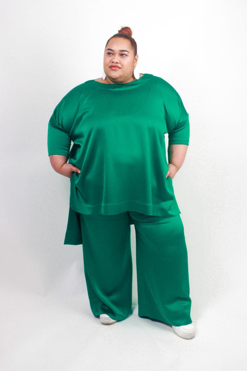 TCD TCD Sadie Pant - Emerald Satin Shop