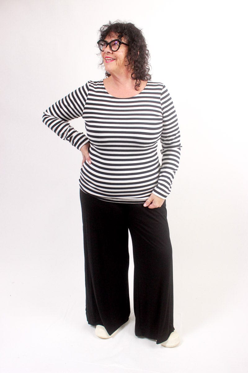 TCD TCD Simply Tee - B/W Small Stripes Shop