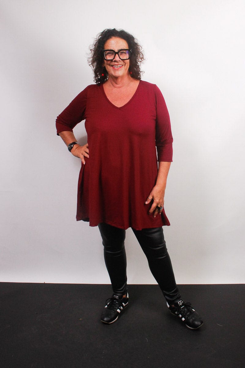 TCD TCD Evie Tee (T-Shirt) - Merlot Shop XS = 12-14