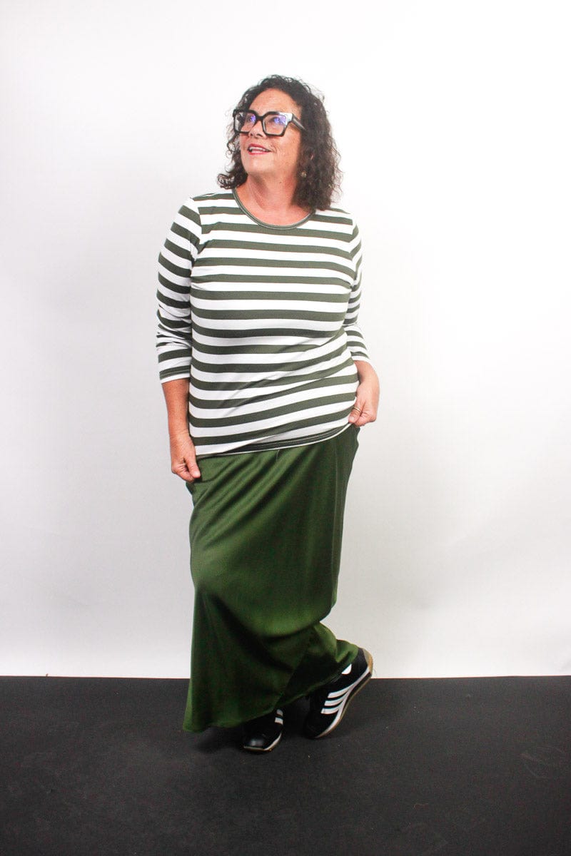 TCD TCD Simply Tee - Khaki Stripes Shop XS = 12-14