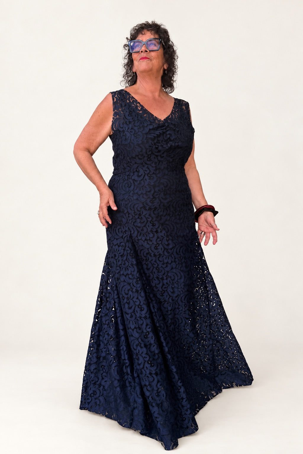 PRE ORDER TCD Marilyn Dress - Navy &amp; black Lace
