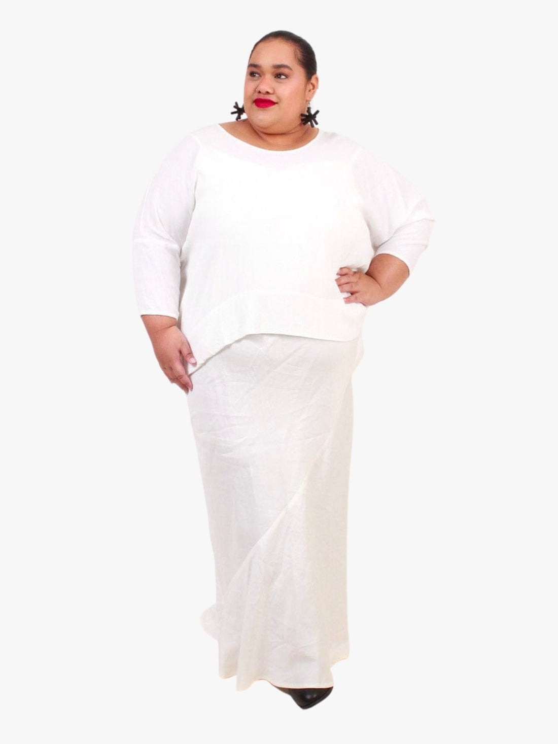 TCD Long Flounce Bias Slip Dress - Cream