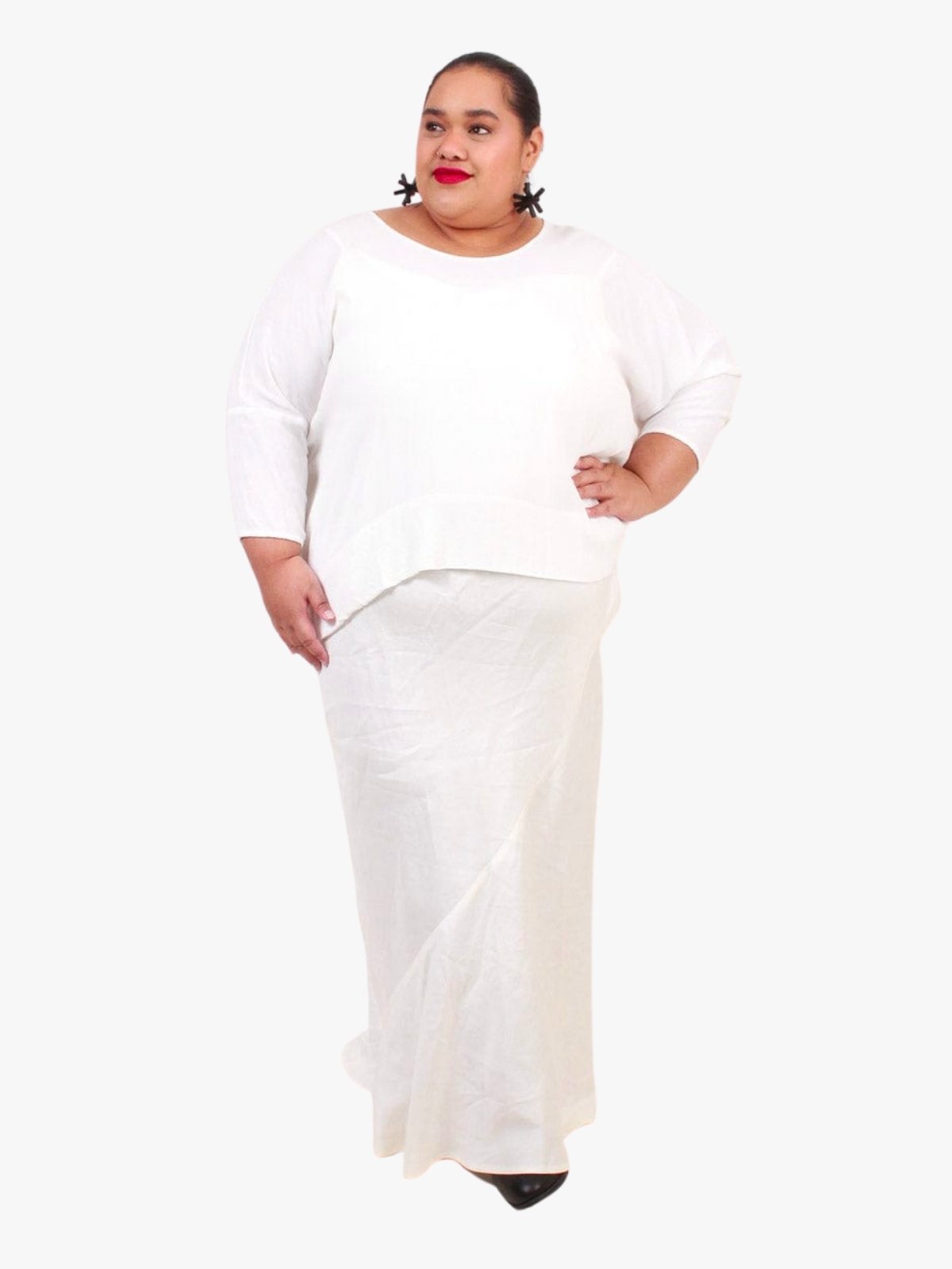 TCD Long Flounce Bias Slip Dress - Cream