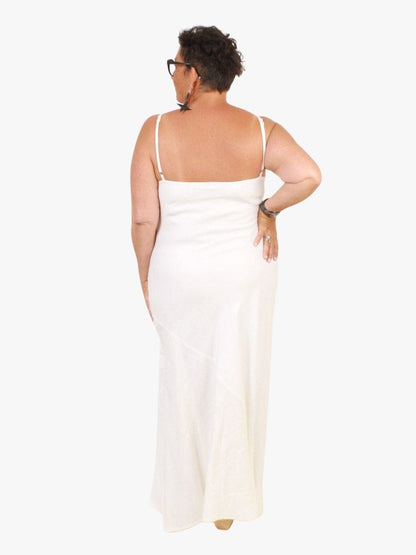 TCD Long Flounce Bias Slip Dress - Cream