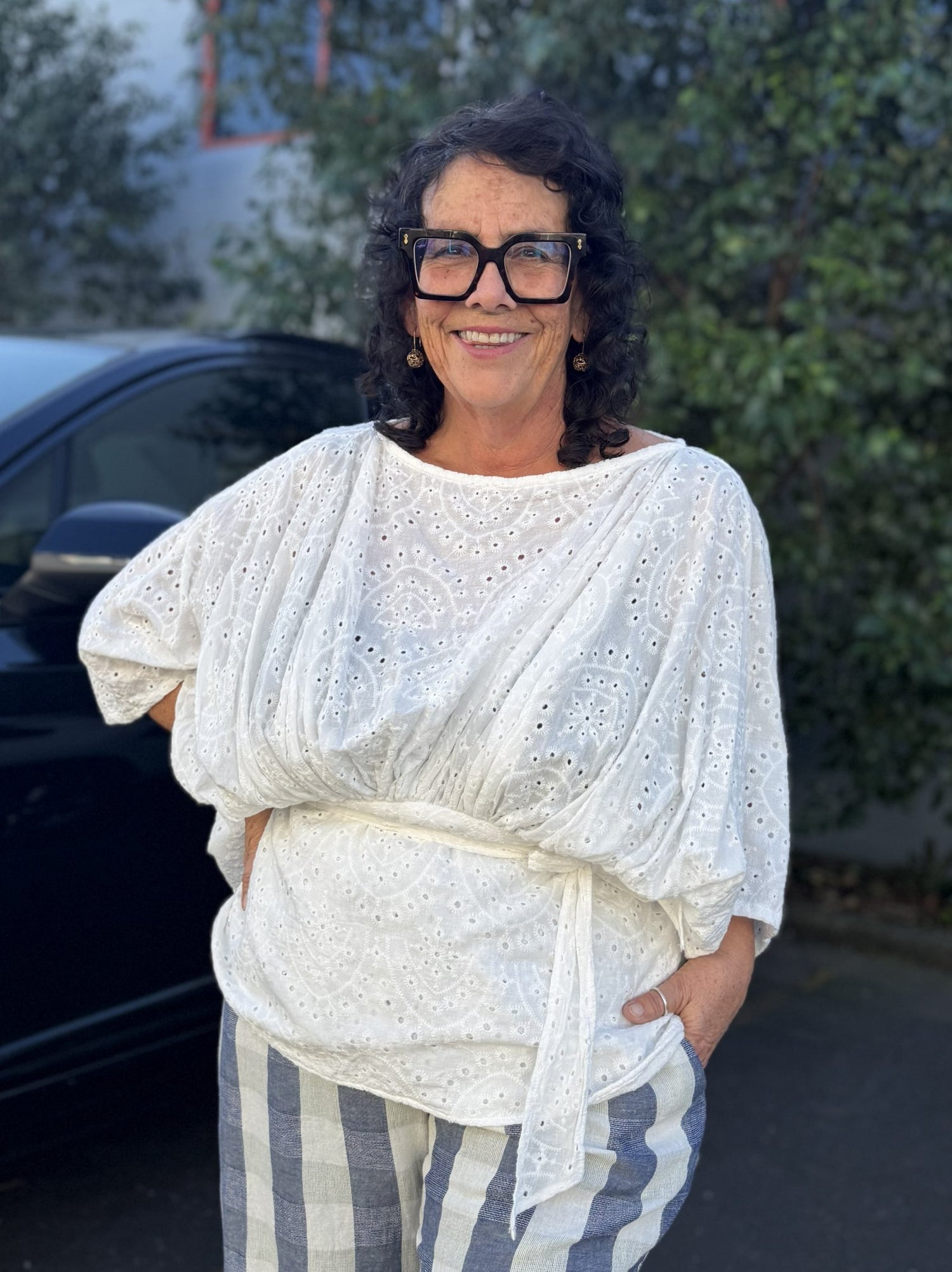 TCD Iris Top - White Cotton Anglaise