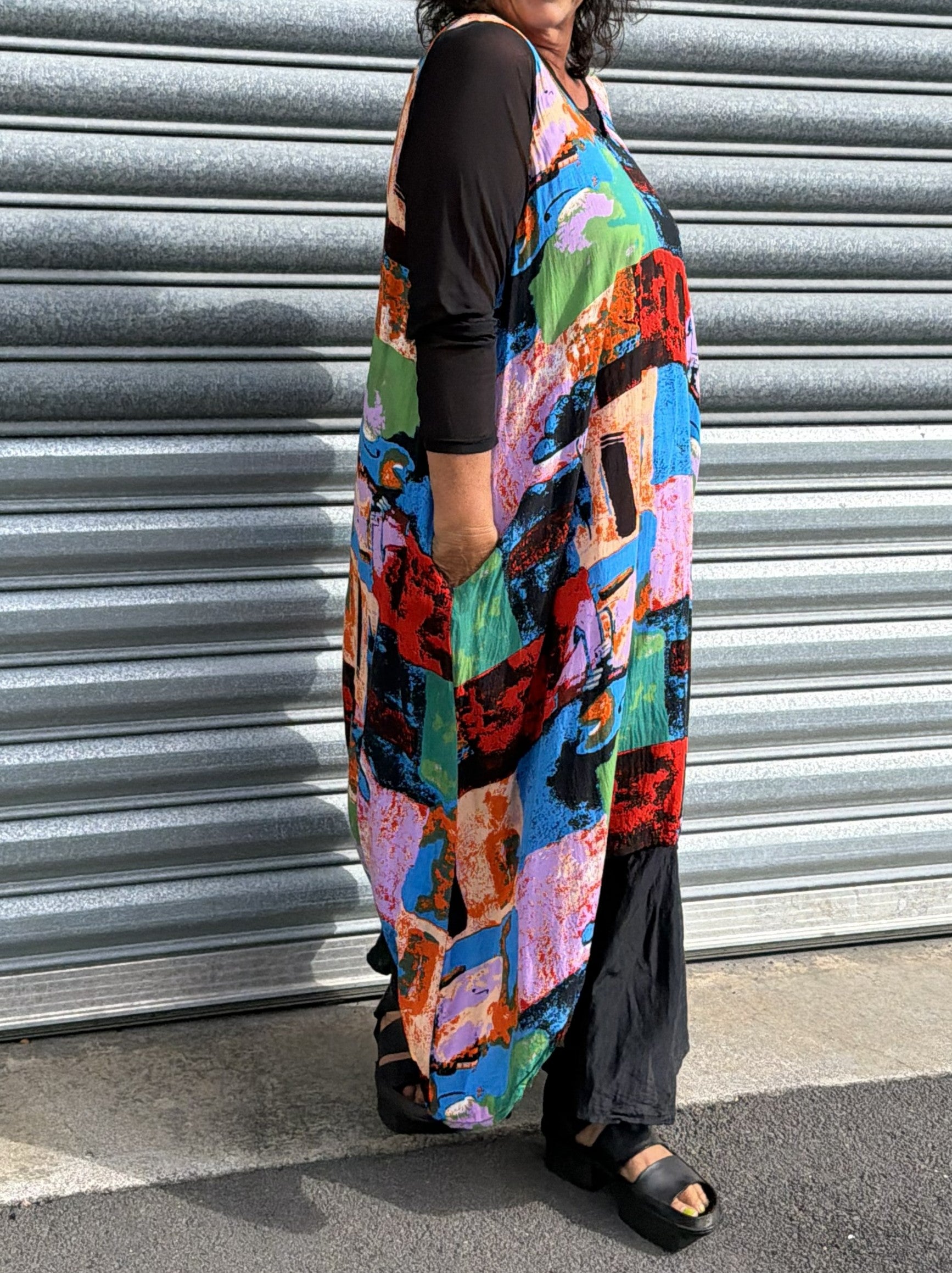 TCD Long Athena Dress - Abstract in Motion (LUCKY LAST - 1 = 16)