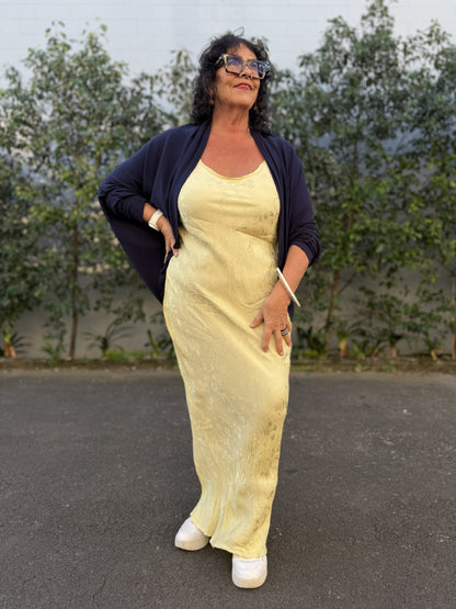 TCD Long Bias Slip Dress - Butter Yellow Satin