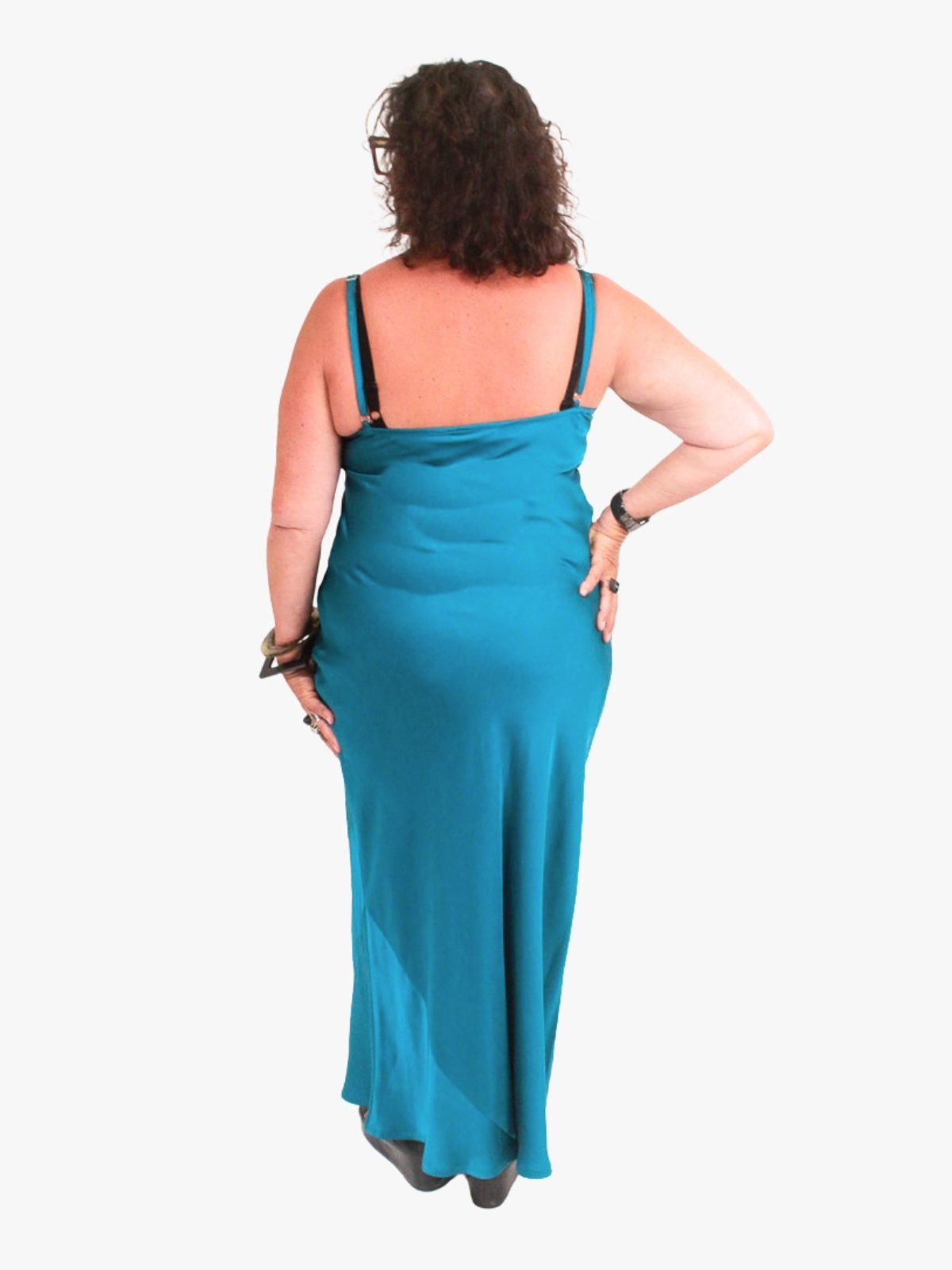 TCD Long Bias Slip Dress - Ocean Blue Satin (LUCKY LAST - 0 = 14)