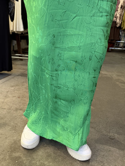 TCD Long Bias Slip Dress - Kelly Green Satin