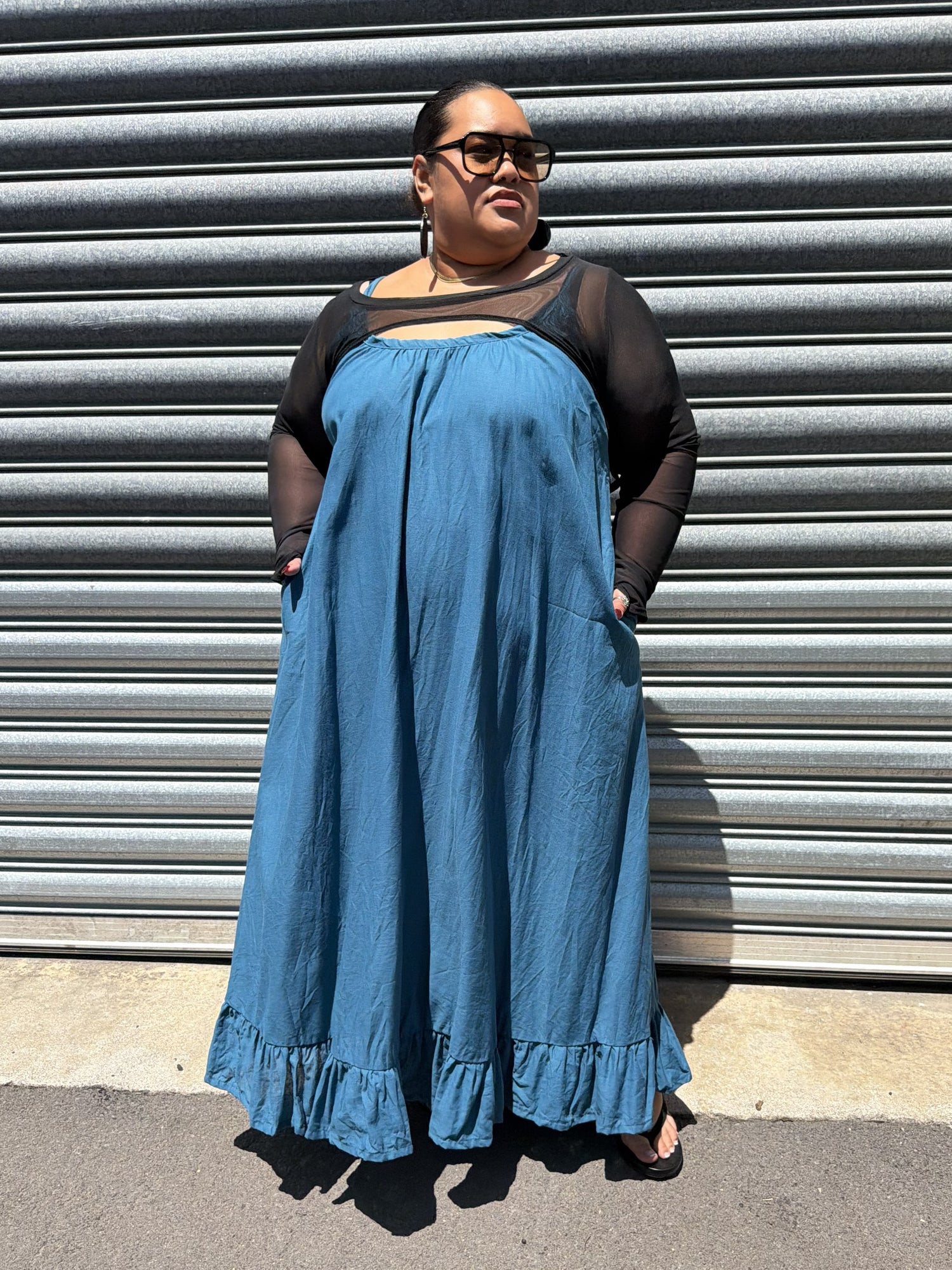 TCD Maxi Baby Doll Dress - Steel Blue