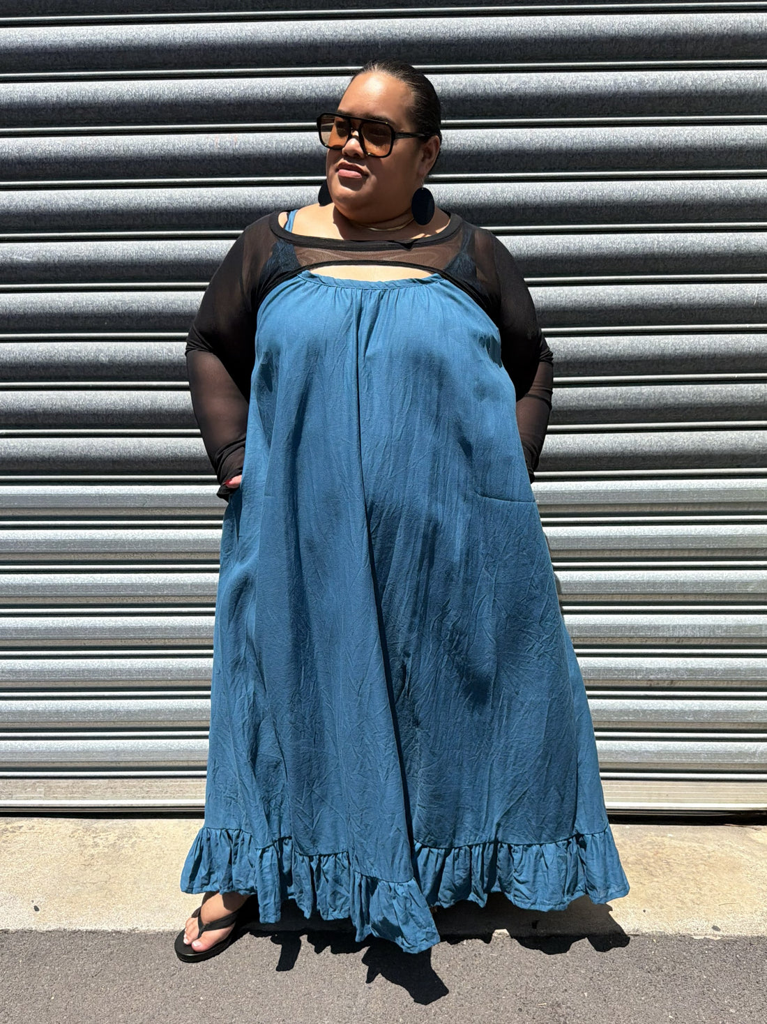 TCD Maxi Baby Doll Dress - Steel Blue