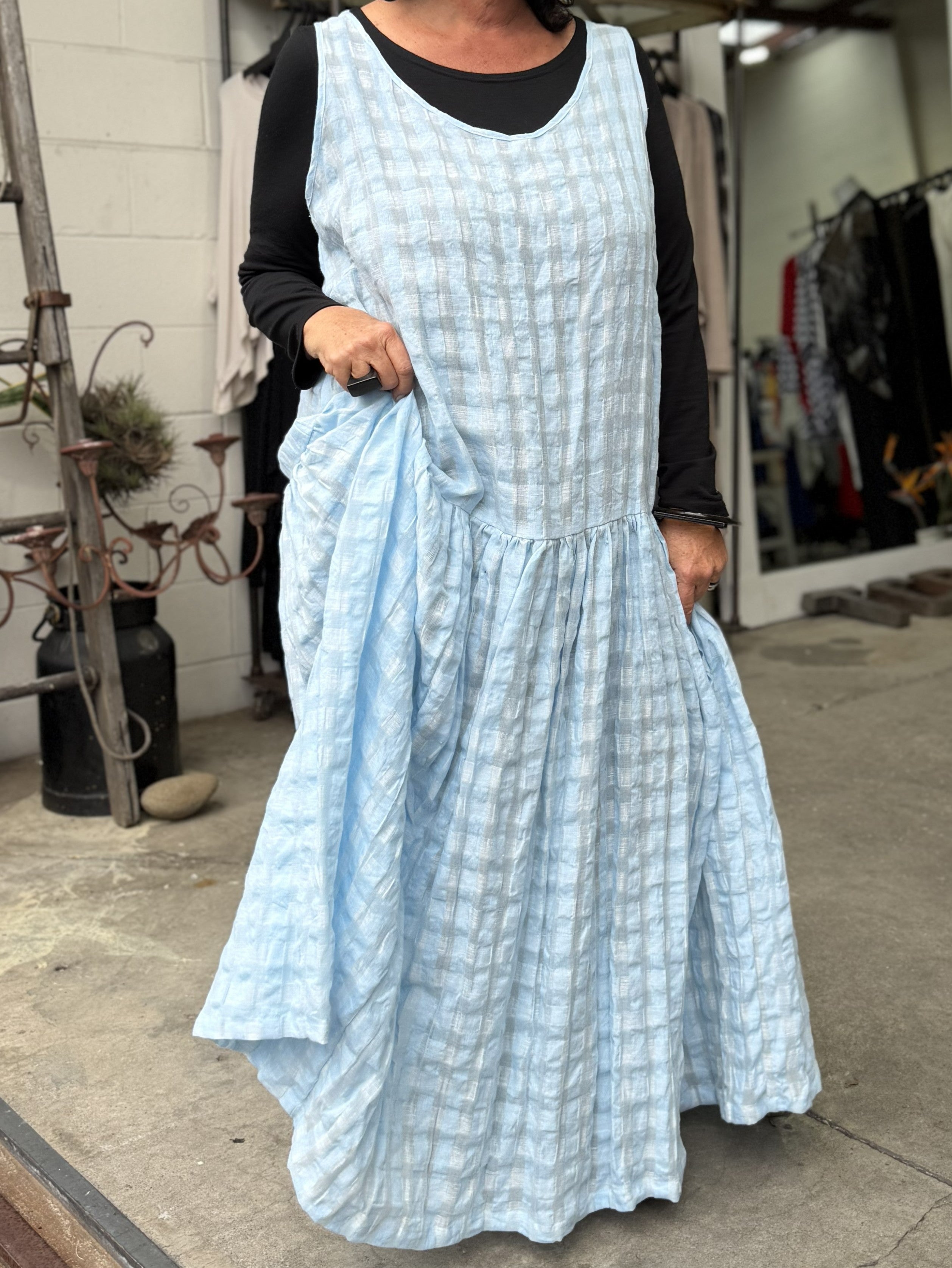 TCD - Petticoat Dress - Baby Blue Check