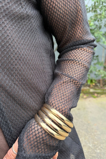 TCD Scoop D Top - Black Honeycomb Mesh Knit