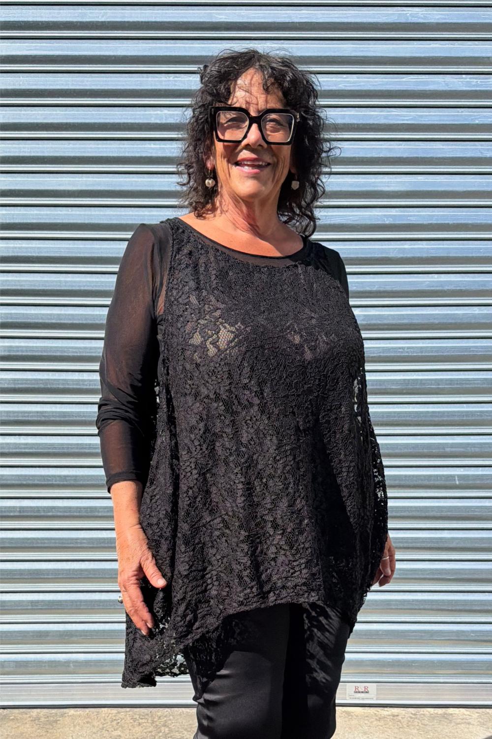 TCD Drape Tunic - Black Lace