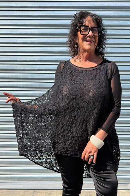 TCD Drape Tunic - Black Lace