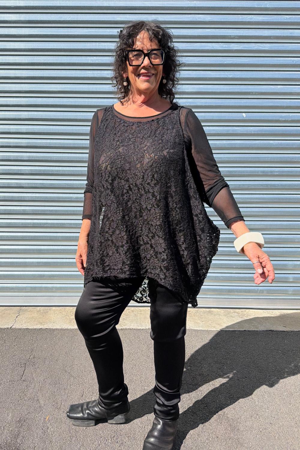 TCD Drape Tunic - Black Lace