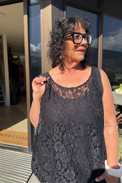 TCD Drape Tunic - Black Lace